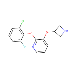 Fc1cccc(Cl)c1Oc1ncccc1OC1CNC1 ZINC000066104611