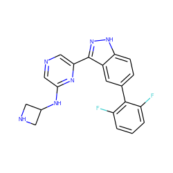 Fc1cccc(F)c1-c1ccc2[nH]nc(-c3cncc(NC4CNC4)n3)c2c1 ZINC000150052394