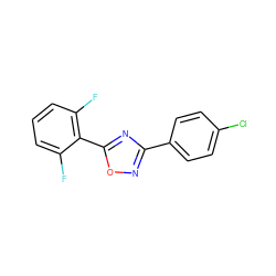 Fc1cccc(F)c1-c1nc(-c2ccc(Cl)cc2)no1 ZINC000000138375