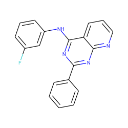 Fc1cccc(Nc2nc(-c3ccccc3)nc3ncccc23)c1 ZINC001772600062