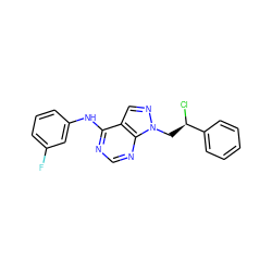 Fc1cccc(Nc2ncnc3c2cnn3C[C@@H](Cl)c2ccccc2)c1 ZINC000096272517