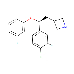 Fc1cccc(O[C@@H](CC2CNC2)c2ccc(Cl)c(F)c2)c1 ZINC000299836968