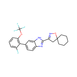 Fc1cccc(OC(F)(F)F)c1-c1ccc2nc(C3=NOC4(CCCCC4)C3)[nH]c2c1 ZINC000066113414