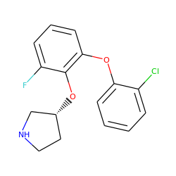 Fc1cccc(Oc2ccccc2Cl)c1O[C@@H]1CCNC1 ZINC000066263465