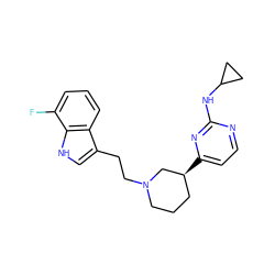 Fc1cccc2c(CCN3CCC[C@H](c4ccnc(NC5CC5)n4)C3)c[nH]c12 ZINC000040405365