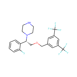 Fc1ccccc1[C@@H](COCc1cc(C(F)(F)F)cc(C(F)(F)F)c1)N1CCNCC1 ZINC000022926816