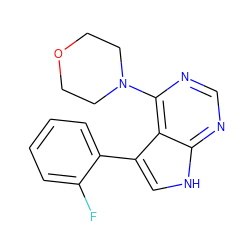 Fc1ccccc1-c1c[nH]c2ncnc(N3CCOCC3)c12 ZINC000210733364