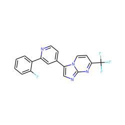 Fc1ccccc1-c1cc(-c2cnc3nc(C(F)(F)F)ccn23)ccn1 ZINC000028570645