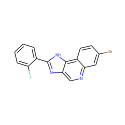 Fc1ccccc1-c1nc2cnc3cc(Br)ccc3c2[nH]1 ZINC000073219866