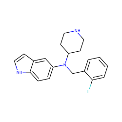 Fc1ccccc1CN(c1ccc2[nH]ccc2c1)C1CCNCC1 ZINC000043060045