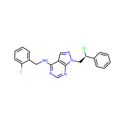 Fc1ccccc1CNc1ncnc2c1cnn2C[C@@H](Cl)c1ccccc1 ZINC000029151490