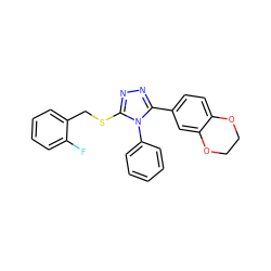 Fc1ccccc1CSc1nnc(-c2ccc3c(c2)OCCO3)n1-c1ccccc1 ZINC000072116796