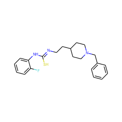 Fc1ccccc1N/C(S)=N/CCC1CCN(Cc2ccccc2)CC1 ZINC000013734785