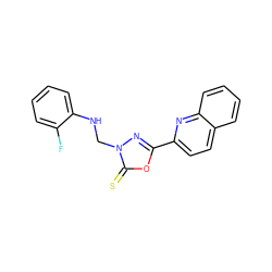 Fc1ccccc1NCn1nc(-c2ccc3ccccc3n2)oc1=S ZINC000095594123