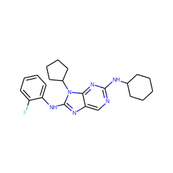 Fc1ccccc1Nc1nc2cnc(NC3CCCCC3)nc2n1C1CCCC1 ZINC000082150749