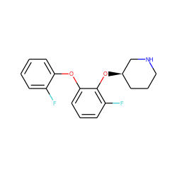 Fc1ccccc1Oc1cccc(F)c1O[C@@H]1CCCNC1 ZINC000066112444