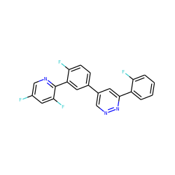 Fc1cnc(-c2cc(-c3cnnc(-c4ccccc4F)c3)ccc2F)c(F)c1 ZINC000013686132