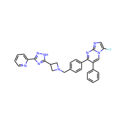 Fc1cnc2nc(-c3ccc(CN4CC(c5nc(-c6ccccn6)n[nH]5)C4)cc3)c(-c3ccccc3)cn12 ZINC000143005322