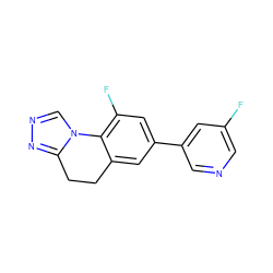 Fc1cncc(-c2cc(F)c3c(c2)CCc2nncn2-3)c1 ZINC000143880395