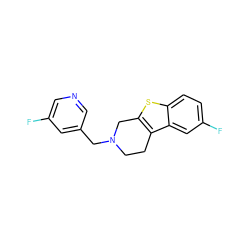 Fc1cncc(CN2CCc3c(sc4ccc(F)cc34)C2)c1 ZINC001772620200