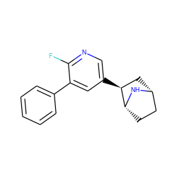 Fc1ncc([C@H]2C[C@@H]3CC[C@H]2N3)cc1-c1ccccc1 ZINC000013470171