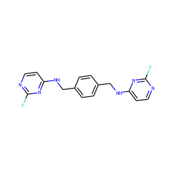 Fc1nccc(NCc2ccc(CNc3ccnc(F)n3)cc2)n1 ZINC000072108506