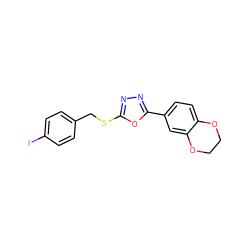 Ic1ccc(CSc2nnc(-c3ccc4c(c3)OCCO4)o2)cc1 ZINC000073142387