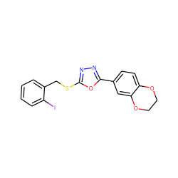 Ic1ccccc1CSc1nnc(-c2ccc3c(c2)OCCO3)o1 ZINC000073162733