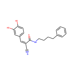 N#C/C(=C/c1ccc(O)c(O)c1)C(=O)NCCCCc1ccccc1 ZINC000013822339