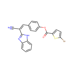 N#C/C(=C/c1ccc(OC(=O)c2ccc(Br)s2)cc1)c1nc2ccccc2[nH]1 ZINC000035074794