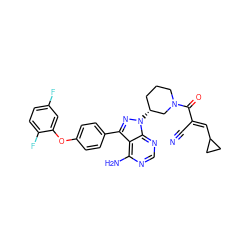 N#C/C(=C\C1CC1)C(=O)N1CCC[C@@H](n2nc(-c3ccc(Oc4cc(F)ccc4F)cc3)c3c(N)ncnc32)C1 ZINC000217011473