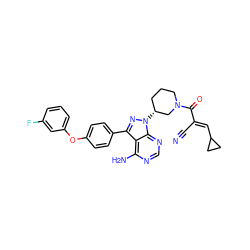 N#C/C(=C\C1CC1)C(=O)N1CCC[C@@H](n2nc(-c3ccc(Oc4cccc(F)c4)cc3)c3c(N)ncnc32)C1 ZINC000217010721