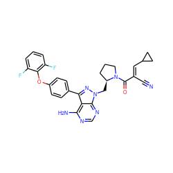 N#C/C(=C\C1CC1)C(=O)N1CCC[C@@H]1Cn1nc(-c2ccc(Oc3c(F)cccc3F)cc2)c2c(N)ncnc21 ZINC000211028832