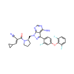 N#C/C(=C\C1CC1)C(=O)N1CCC[C@@H]1Cn1nc(-c2ccc(Oc3c(F)cccc3F)cc2F)c2c(N)ncnc21 ZINC000211018720