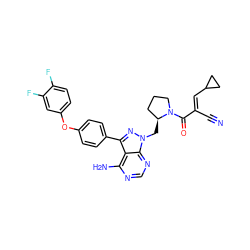 N#C/C(=C\C1CC1)C(=O)N1CCC[C@@H]1Cn1nc(-c2ccc(Oc3ccc(F)c(F)c3)cc2)c2c(N)ncnc21 ZINC001772610917