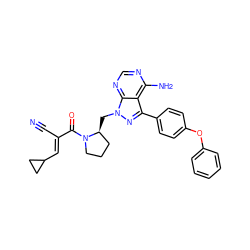 N#C/C(=C\C1CC1)C(=O)N1CCC[C@@H]1Cn1nc(-c2ccc(Oc3ccccc3)cc2)c2c(N)ncnc21 ZINC000149698935