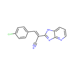 N#C/C(=C\c1ccc(Cl)cc1)c1nc2ncccc2[nH]1 ZINC000015974449