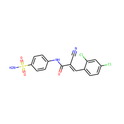 N#C/C(=C\c1ccc(Cl)cc1Cl)C(=O)Nc1ccc(S(N)(=O)=O)cc1 ZINC000000778254