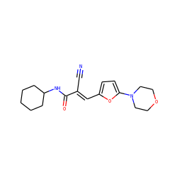 N#C/C(=C\c1ccc(N2CCOCC2)o1)C(=O)NC1CCCCC1 ZINC000000520048