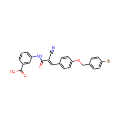 N#C/C(=C\c1ccc(OCc2ccc(Br)cc2)cc1)C(=O)Nc1cccc(C(=O)O)c1 ZINC000003255552