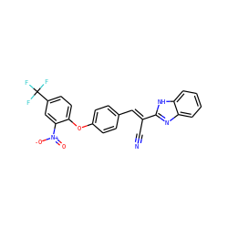 N#C/C(=C\c1ccc(Oc2ccc(C(F)(F)F)cc2[N+](=O)[O-])cc1)c1nc2ccccc2[nH]1 ZINC000008666032