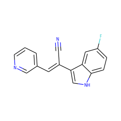 N#C/C(=C\c1cccnc1)c1c[nH]c2ccc(F)cc12 ZINC000145032594