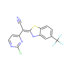 N#C/C(=C1/Nc2cc(C(F)(F)F)ccc2S1)c1ccnc(Cl)n1 ZINC000013647678