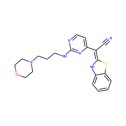 N#C/C(=C1/Nc2ccccc2S1)c1ccnc(NCCCN2CCOCC2)n1 ZINC000013647727