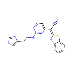 N#C/C(=C1/Nc2ccccc2S1)c1ccnc(NCCc2c[nH]cn2)n1 ZINC000013647783