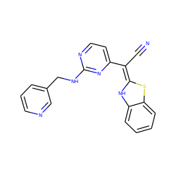 N#C/C(=C1/Nc2ccccc2S1)c1ccnc(NCc2cccnc2)n1 ZINC000013647743