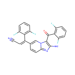N#C/C=C(/c1ccc2nc(N)c(C(=O)c3c(F)cccc3F)n2c1)c1c(F)cccc1F ZINC000014945557