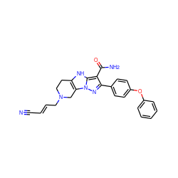 N#C/C=C/CN1CCc2[nH]c3c(C(N)=O)c(-c4ccc(Oc5ccccc5)cc4)nn3c2C1 ZINC001772606151