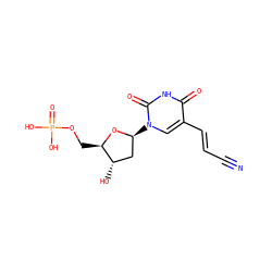 N#C/C=C/c1cn([C@H]2C[C@H](O)[C@@H](COP(=O)(O)O)O2)c(=O)[nH]c1=O ZINC000072105113