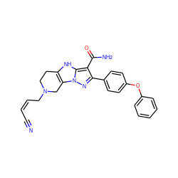 N#C/C=C\CN1CCc2[nH]c3c(C(N)=O)c(-c4ccc(Oc5ccccc5)cc4)nn3c2C1 ZINC001772612376